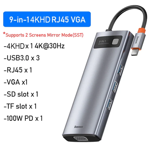 Baseus USB C HUB USB 3.0 Type C Multi HUB for Macbook Pro Air Surface Pro 7