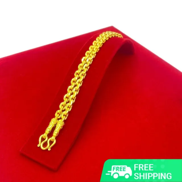 G16 Thai Gold 24k Solid Necklace Yellow Chain Pendant Weight 5 Baht Square Block