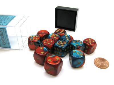 Chessex 12 d6 Dice Set Chessex Gemini Polyhedral BLUE TEAL Gold 26659 BLU ACQUA Oro Dadi 