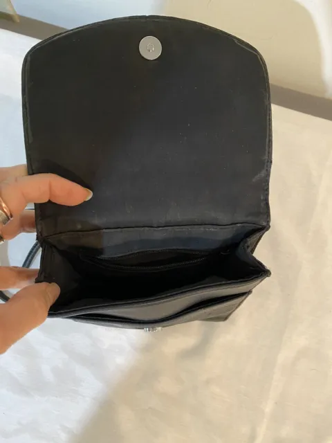 Petit sac bandoulière noir en cuir fossile caillou sac à main 3