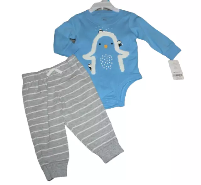 Carters Penguin 2-Piece Winter Set Outfit Baby Boy Size 3M 6M 12M 3 6 12 Mos NWT