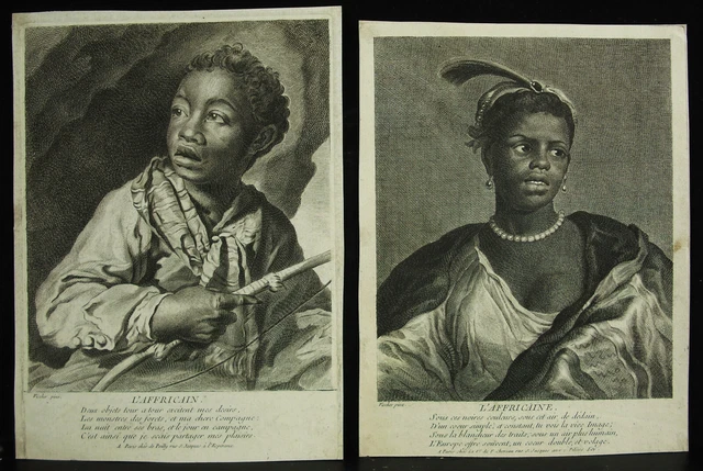 Paire de gravures XVIIIe l'africaine Colonies Afrique G M VISCHER / Ve F Chereau