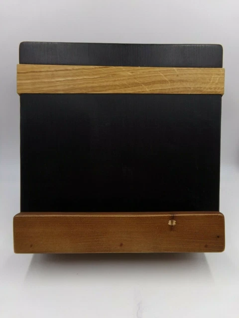 Pottery Barn Handmade Reclaimed Wood Cookbook Holder w/ Shelf Black 11" #9979 2