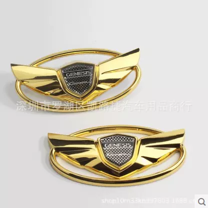 2x Set Distintivi Genesis Stivali Schiena & Cofano Logo Anteriore Emblema Oro