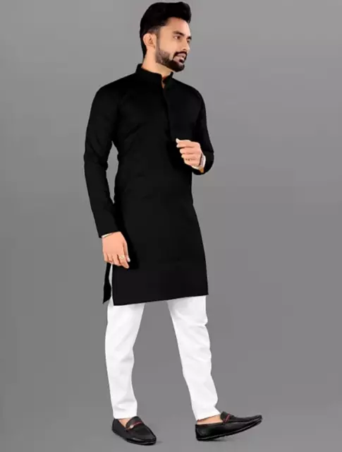 Men's Kurta Shirt Solid Kurta Indian Kurta Solid Color Size Loose Fit XS-7XL