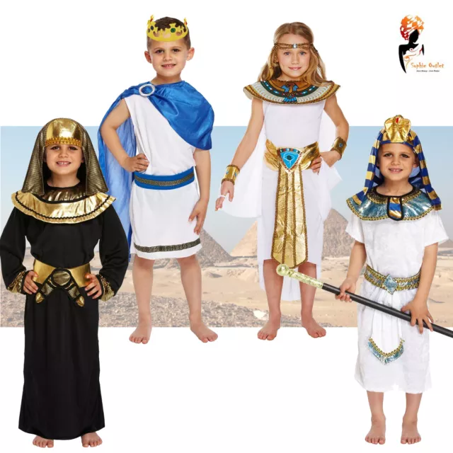 Egyptian King Queen Kids Book Week Fancy Dress Costumes Pharaoh Cleopatra