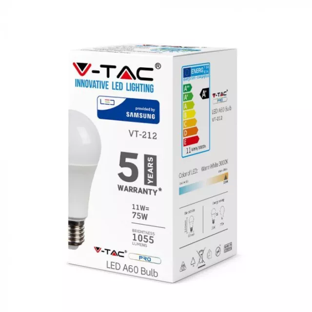 10 LAMPADINE LED V-Tac Chip Samsung  E27 da 9W a 17W  LUCE CALDA NATURALE FREDDA 3