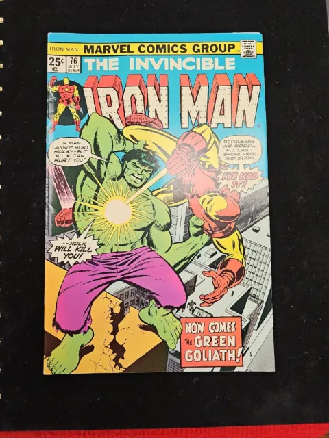 The INVINCIBLE IRON MAN 76 JULY 1975 MCU Marvel Comic Book HULK MANDARIN. (C007)