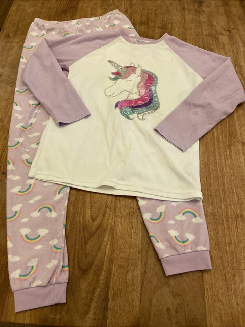 PRIMARK GIRLS UNICORN Fleece Pyjamas Pjs Nightwear Loungewear Age