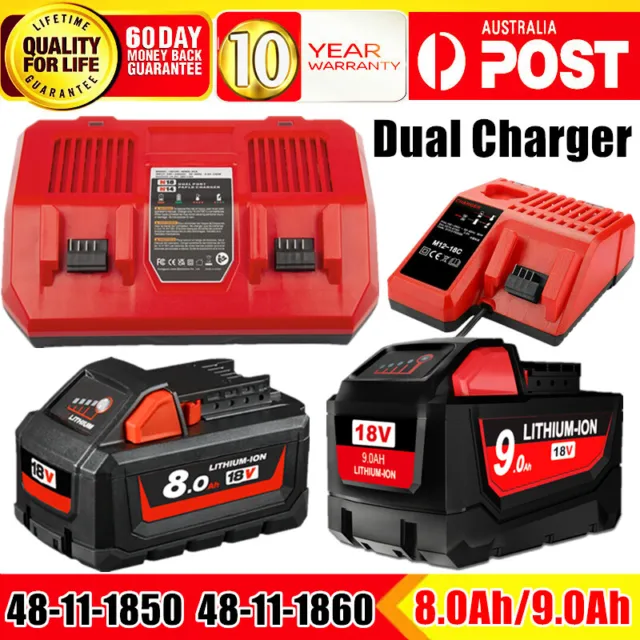 9.0Ah For Milwaukee M18 18V XC Battery 6.0Ah 48-11-1828 48-11-1852 48-11-1850 AU