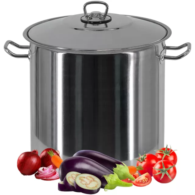 Gastro Large Deep Stainless Steel Induction Stock Pot Casserole Stockpot