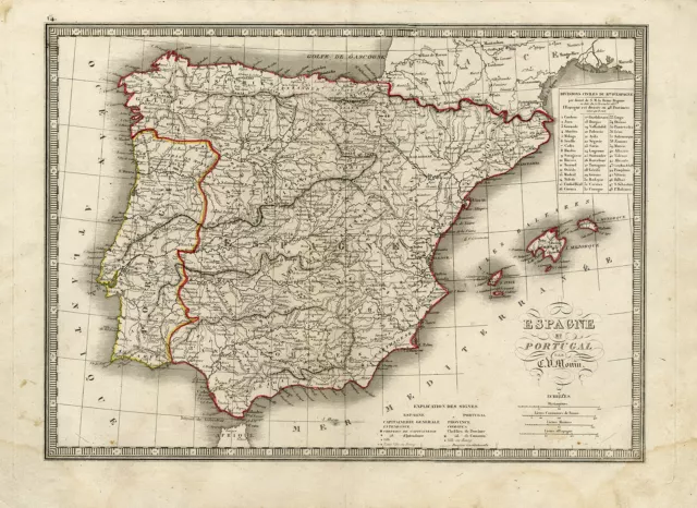 Antique Map-Spain and Portugal and islands-Mallorca-Monin-1839