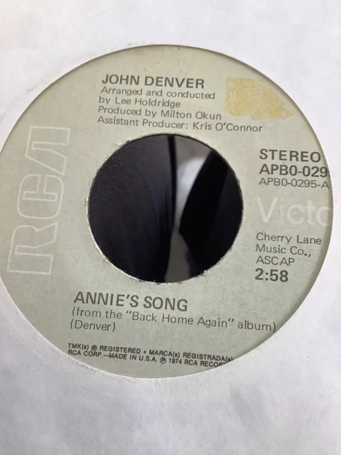 John Denver.    Annies Song.         7" Single.  .  Vg +    Rca  1974…..