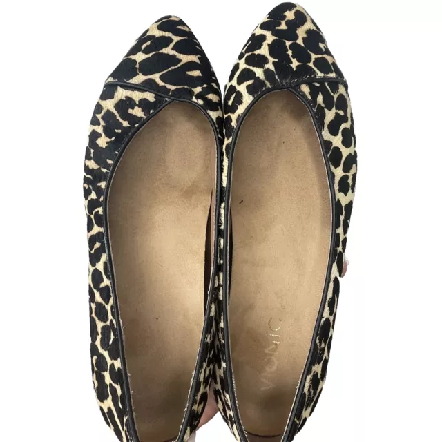 Vionic Caballo Ballet Flat Shoes Women's Size 8 Wide Leopard Calf Hair Pointed