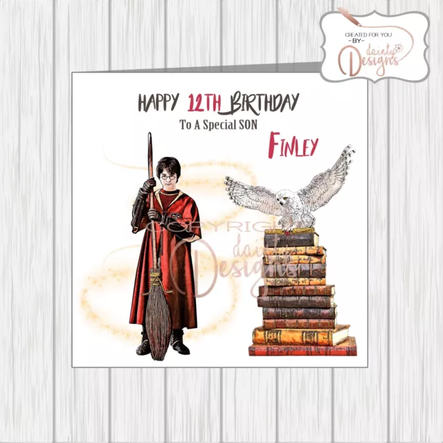 Personalised Harry Potter Birthday Card Owl Son Brother Grandson Nephew Godson