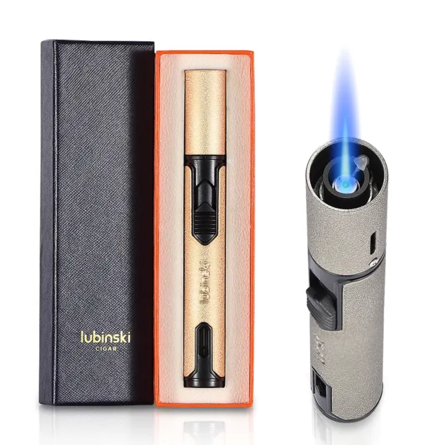 Lubinski Cigar Lighter Windproof Gas Refillable 1 Jet Flame Torch Pocket Travel