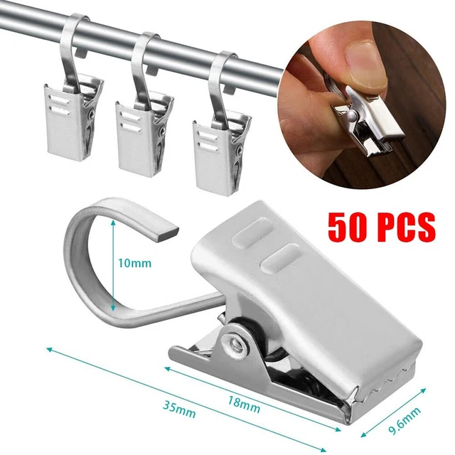 Kit de clips de cortina para fotos colgantes ganchos de cortina de acero inoxidable plateados