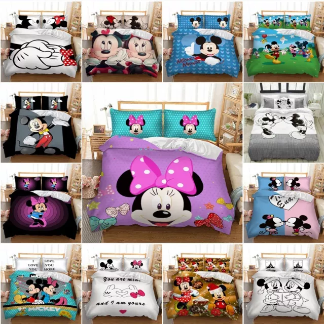 Mickey Minnie Mouse Duvet Cover Bedding Set Quilt Cover Single Double King Size