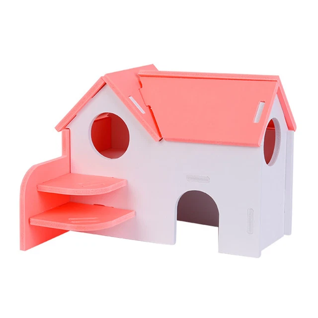 Villa de dos pisos PVC casa de animales pequeños cabaña de hámster