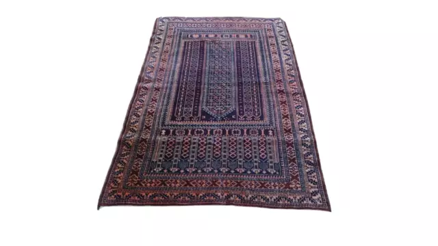 AFGHAN CARPET RUG HAND MADE  Oriental Wool Vintage Belouch 4ft 9" x 2ft 10"