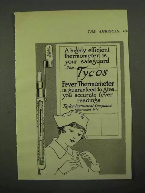 1918 Taylor Instrument Tycos Fever Thermometer Ad - Safeguard