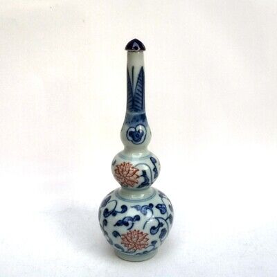 Collection Chinese Old blue-and-white Porcelain Flower Snuff Bottle Decoration