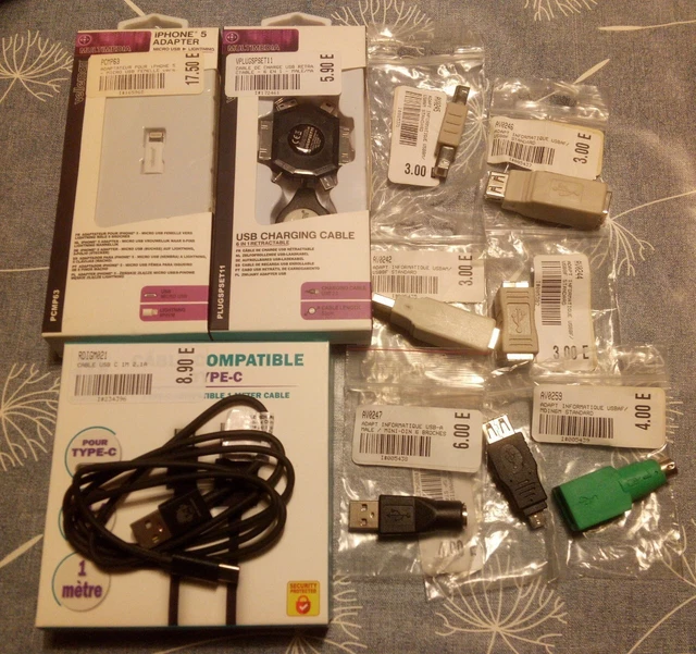 Lot De Câbles Vintage Pour PC - Série, Parallèle, Souris, Alimentation - À Récupérer