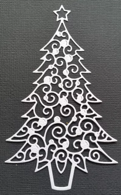CHOICE OF COLOUR & CARD    4 x Decorative CHRISTMAS TREE - Die Cuts