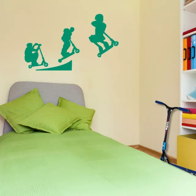 Stunt Scooter Ramp Jump Kids Children Street Ride DIY Wall Stickers Decals A108