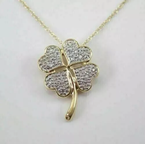 1 Ct Round Cut Simulated Diamond Flower Pendant Necklace 14k Yellow Gold Plated