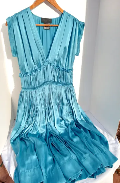 Derek Lam holiday frock cocktail Dress in sky Blue Sz 2 Made in Italy