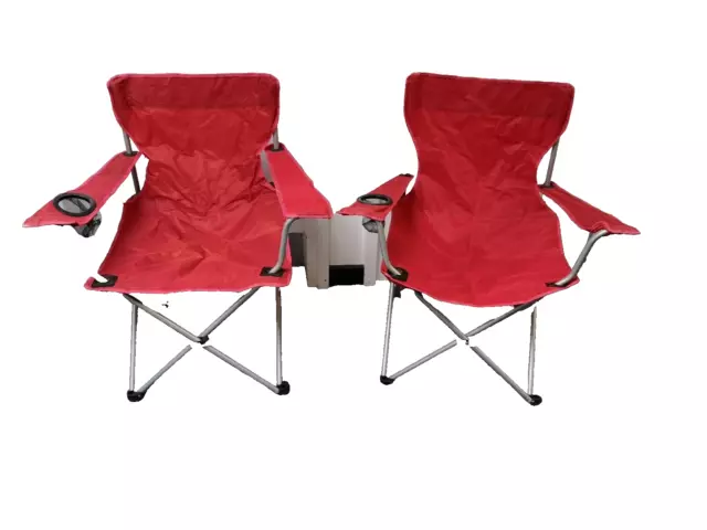 Red Folding Portable Camping Chairs x 2   I24 G374