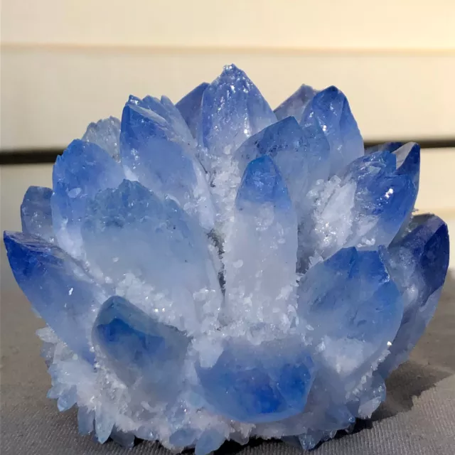 535g  New Find blue Phantom Quartz Crystal Cluster Mineral Specimen Healing