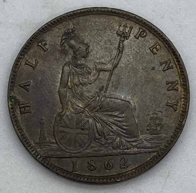 1862 Great Britain - Half Penny  - Victoria D.G. - Bronze Coin