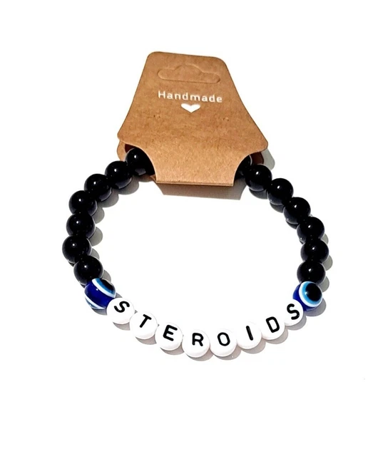 Pulsera de alerta médica advertencia emergencia UNISEX mal de ojo y cuentas negras elásticas