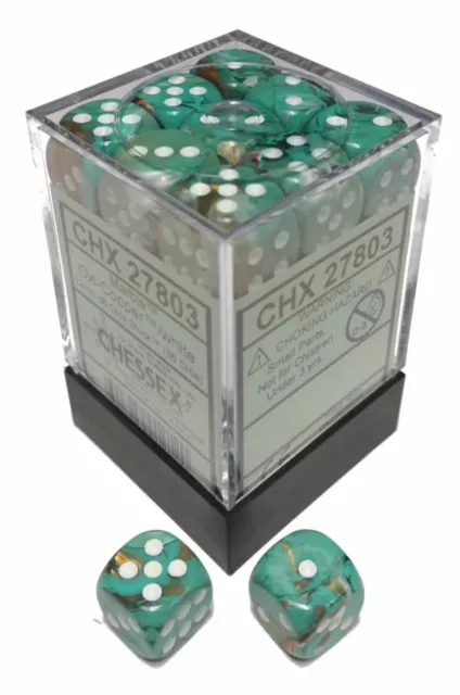 CHX27803 Chessex Dice Menagerie 10: 12mm D6 Marble Oxi Copper (36)