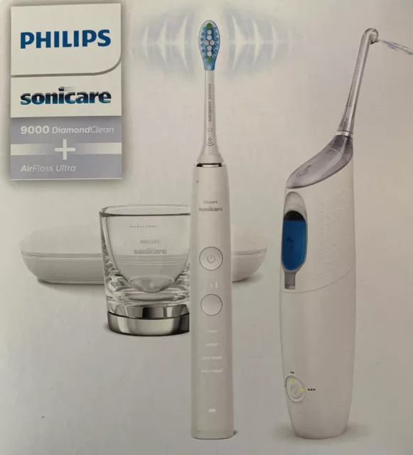 PHILIPS Diamond Clean Schallzahnbürsten-Set inkl. AirFloss Pro/Ultra 6 Bürsten