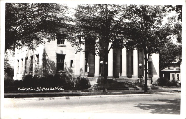 US POST OFFICE antique real photo postcard rppc BIG RAPIDS MICHIGAN MI