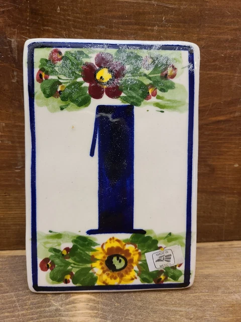 House Address Number Cobalt Floral 4x6 Ceramic Tile Hand-Painted #1