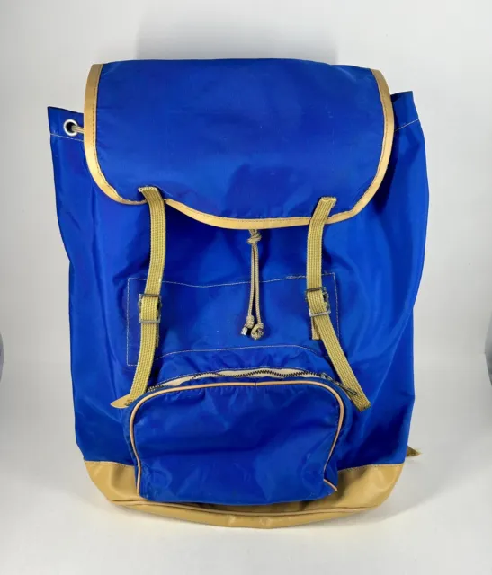 Sac LAFUMA Backpack Blue Nylon Sport Rucksack VTG Rare HTF Aluminum Wood Frame