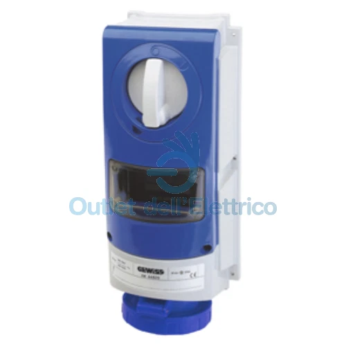 GEWISS Steckdose 2P+T IP55 Blau – 16A, 230V, Für Außenbereich & Industrie – Robust & Sicher