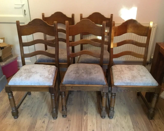 vintage/antique oak dining chairs x 5-used condition