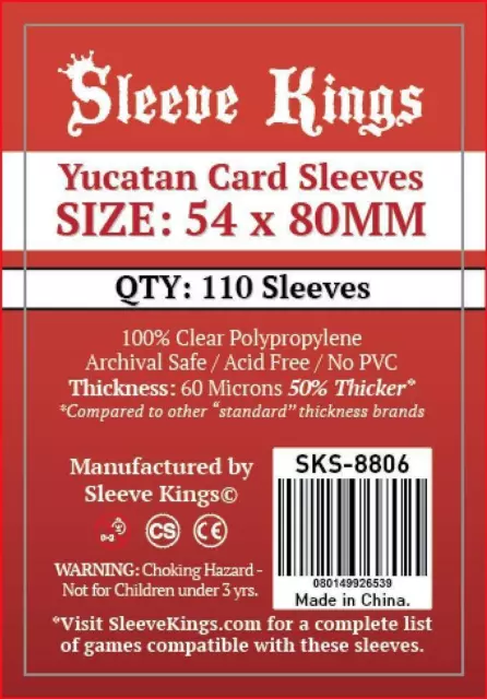 110 Sleeve Kings Catan Yucatan Card Board Game Sleeves Clear 54 x 80mm SKS-8806