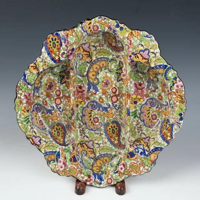 Royal Winton PAISLEY BLUE Chintz 9.5" Divided Serving Dish Bowl Plate Relish