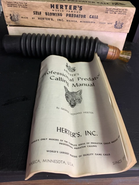 Vintage HERTER'S Self-Blowing Predator Call with Original Box and Instructions Vintage HERTER'S Self-Blowing Predator Call with Original Box and Instructions