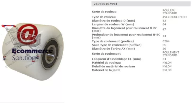 Ciottoli Nylon 82 64 64 20 MM Jungheinrich Manuale Am 22 Pezzo Ricambio