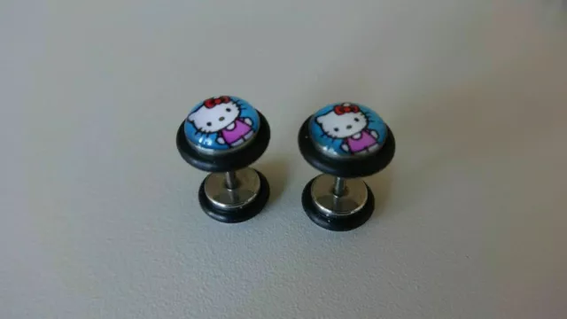 2 Hello Kitty Chirurgical Steel Falso Plug Cheater 7 MM Con Gomma Ø 8,5 MM 2