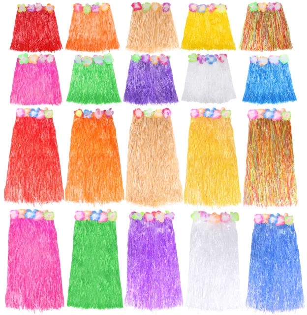 Hawaiian Hula Skirts Flower Waistband Summer Party Fancy Dress Multipacks Lot