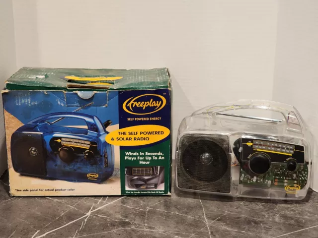 Freeplay Clear Case Self Powered Radio Hand Crank Solar Powered Tested Working Freeplay Clear Case Self Powered Radio Hand Crank Solar Powered Tested Working