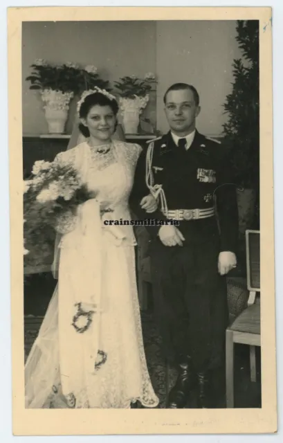 Orig. Foto AK Hochzeit Portrait Rudolf VON BÜNAU 9.PD Panzer Offizier Orden R^K